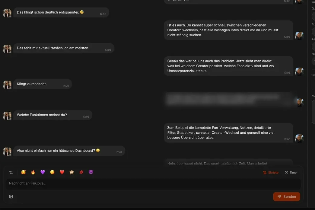 Chat history in the CRM with the composer the translator works in